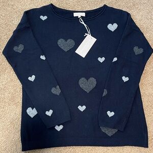 Heart Sweater Navy & Gray Made in Italy Benedetta B
